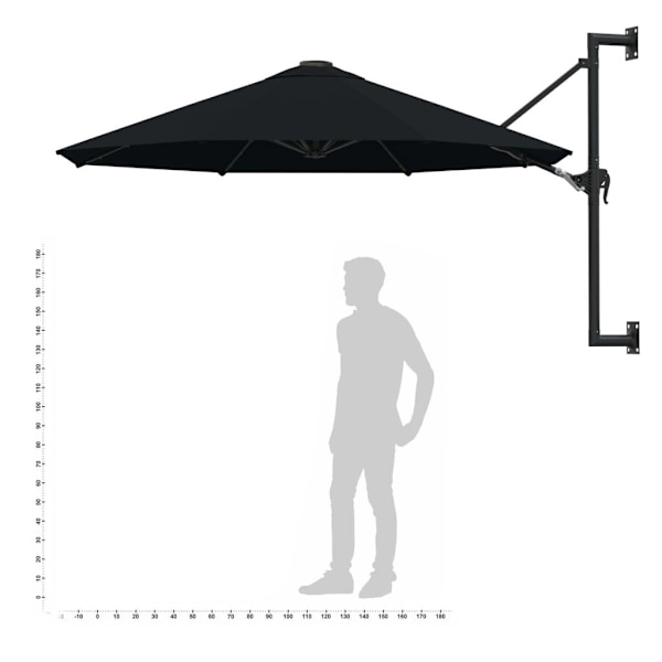 vidaXL Væghængt Parasol med Metalstang 300 cm Sort black 9750