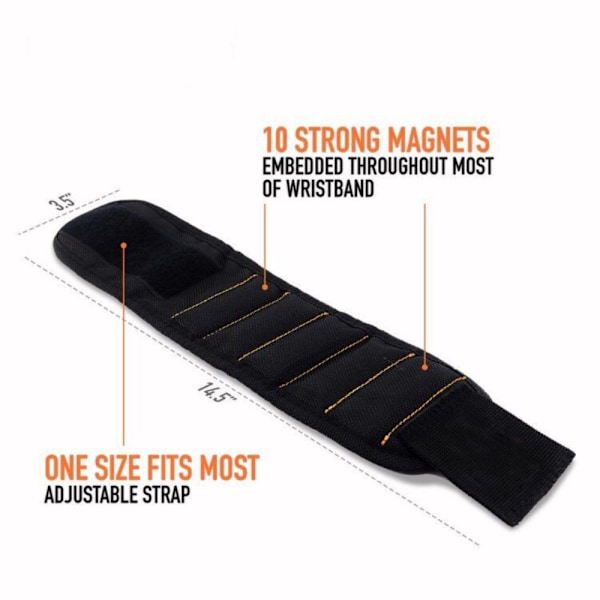 Magnetiskt armband för att hålla skruvar, bits, verktyg etc. 10 magneter