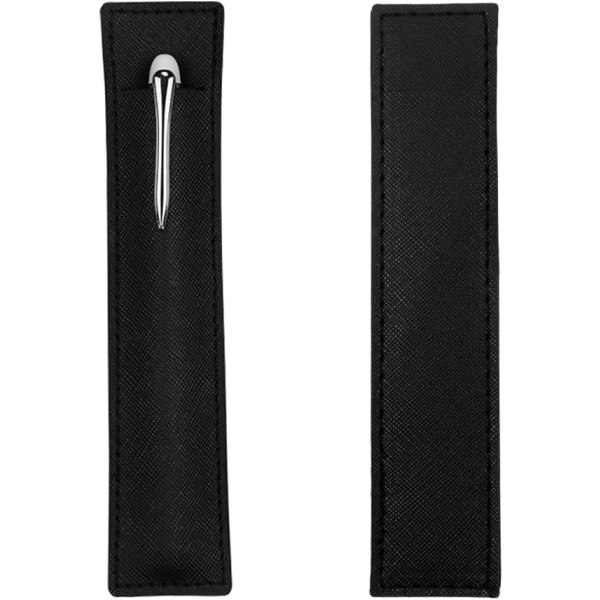 Læderpennal, etui til fyldepen, stylus, kuglepen, penne, 2-pak sort