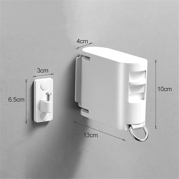 (White) Retractable Clothesline Indoor, Invisible Clothesline with Hanger Holes, Retractable Drying Line, Drying Rack, Balcony Clothesline, No Drilling-FA-