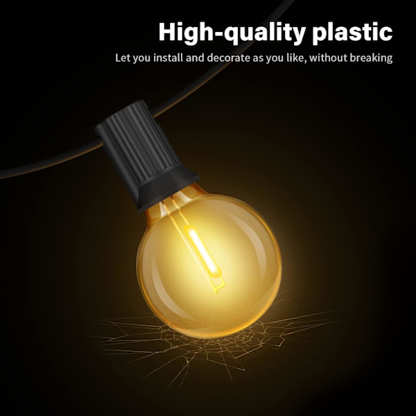 Udendørs strenglys, 15M/50FT LED-lyskæder 25 pærer + 1 reserve, 0,2W, vandtætte indendørs udendørs lyskæder til have, fest, jul