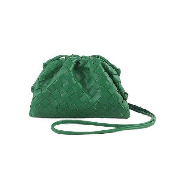 PU vävd väska Satchel Cloud Mini läder clutchväska Green