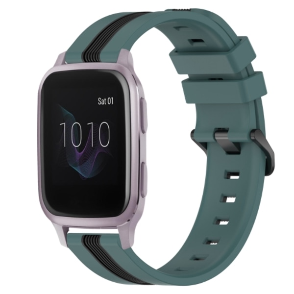 For Garmin Venu SQ 20 mm vertikal tofarget klokke Green-Black