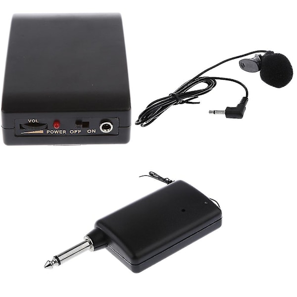Trådløst Lavalier-mikrofon system, Clip On Mic Mikrofon + Bæltesender + 6,35 mm Stik Modtager