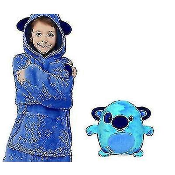 Tryckt överdimensionerad huvtröjafilt för vuxna barn Utomhuströja med luvtröja Bärbar filt new blue