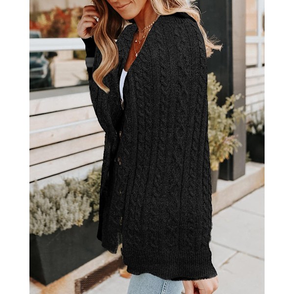 Let sommercardigan til kvinder med knapper i striber med lange ærmer Casual Behagelig tynd cardigan sort black S