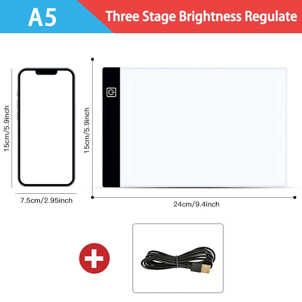 LED Ritplatta A5/A4/A3 3 Kirkkautta, Valonheitin/Valopöytä A3