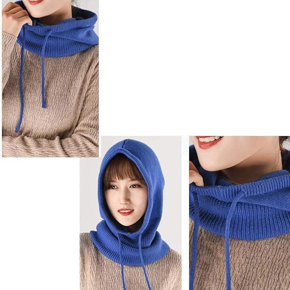 Dames Balaclava Hue Hat Vinter Kashmir Strikket Hatte Ski Mask Ski Hat Udendørs (Blå) Blue