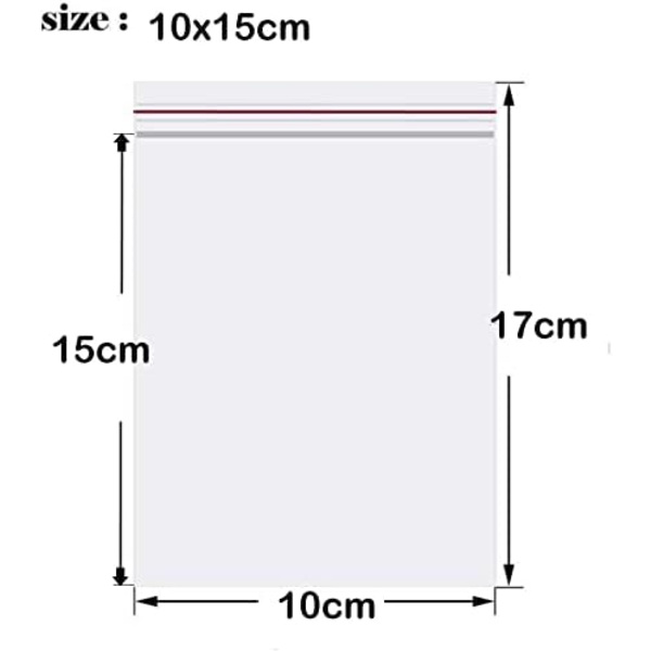 Gennemsigtige plastposer - Lynlåseposer - Selvlukkende poser - Poser med lynlås - Vandtætte poser (10 x 15 cm (300 stk)