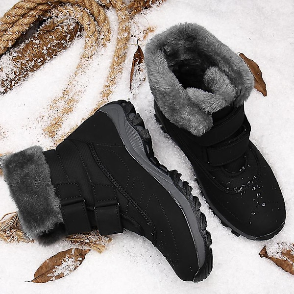 Vinterboots för kvinnor, varma ankelboots Halksäkra vinterskor 6299 Svart Black 39