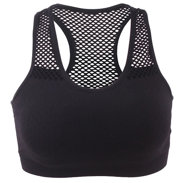 Dam Sportbehå med Delad Design, Utan Stålring, Mesh, Snygg Svart M Black