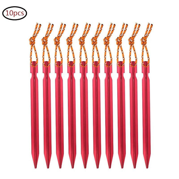 Camping teltplugger faste aluminiumslegering trekantede spiker 10 stykker rød-FA5-
