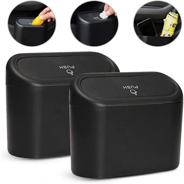 2 kpl Mini-roskakori, monitoiminen auton roskakori kannella - vesi