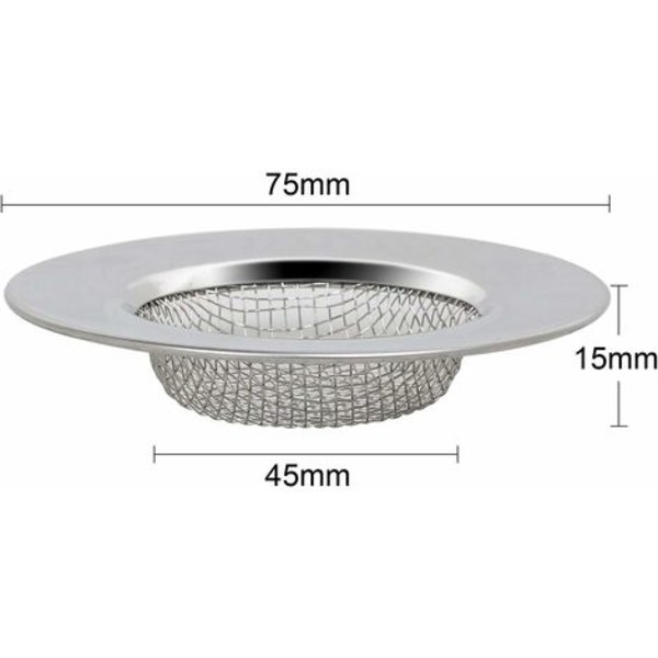 Set med 2 diskho-silar för dusch, plugg hårfångare badkar eller kökshoar rostfritt stål diskho-avloppssil. 3 tum diameter 7,6 cm