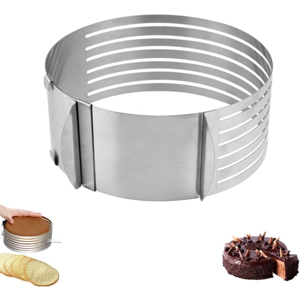 Cake Rings, Reusable Stainless Steel Adjustable Slicer Cake Ring