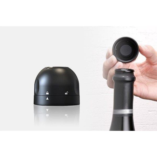 Samppan ja viinin korkki 1-, 2- tai 4-pakkauksessa Musta black 2-pack