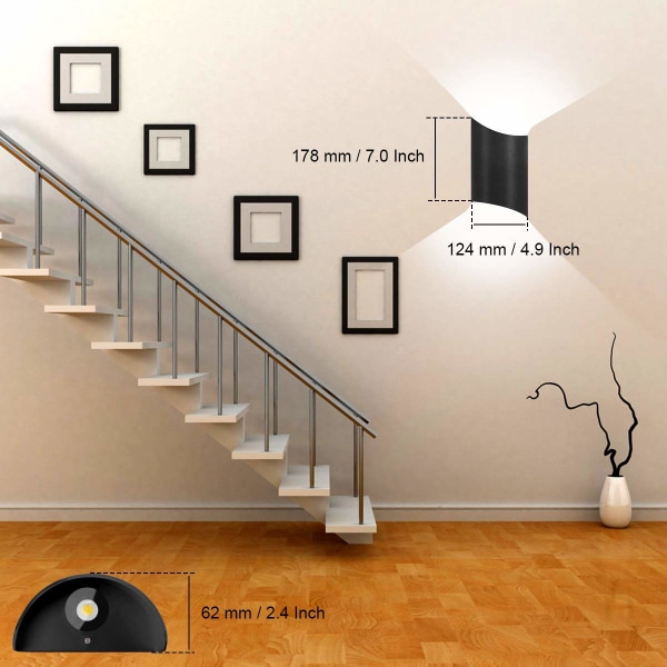 10W Vanntett Moderne LED Vegglampe Vegglys Opp Ned Aluminium