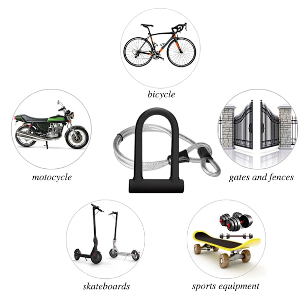 Cykel U-lås Heavy Duty Anti-tyveri, Sikker Kombinationscykel U
