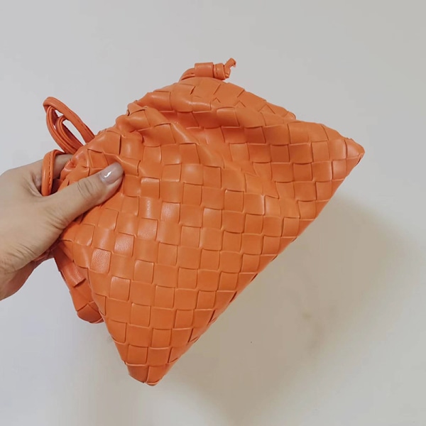 PU vävd väska Satchel Cloud Mini läder clutchväska orange