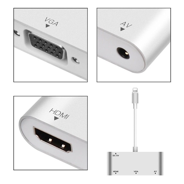 Apple Lightning Digital, 1080P Lightning til HDMI Video & Audio Sync Skjerm HDMI-kontakt Kompatibel « Lightning-kabel