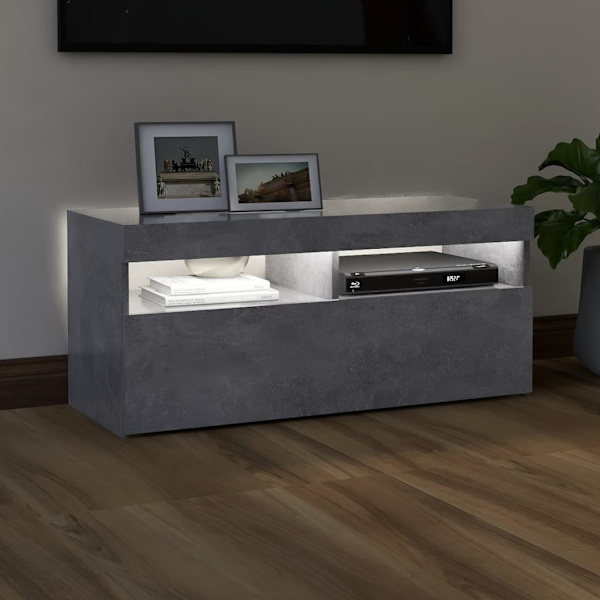 vidaXL TV-bänk med LED-belysning betonggrå 90x35x40 cm gray 19420