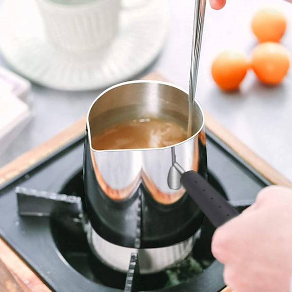 Tyrkisk kaffekande 600 ml rustfrit stål blank overflade Høj temperaturbestandig nem at rengøre smørvarmer