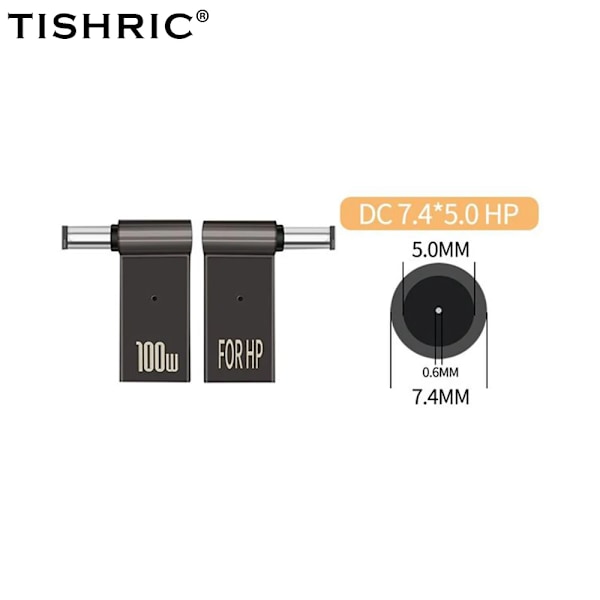 Adapter til bærbar computer PD 100W 5A USB Type-C hun til DC han til HP/Lenovo/DELL 7.4x5-HP