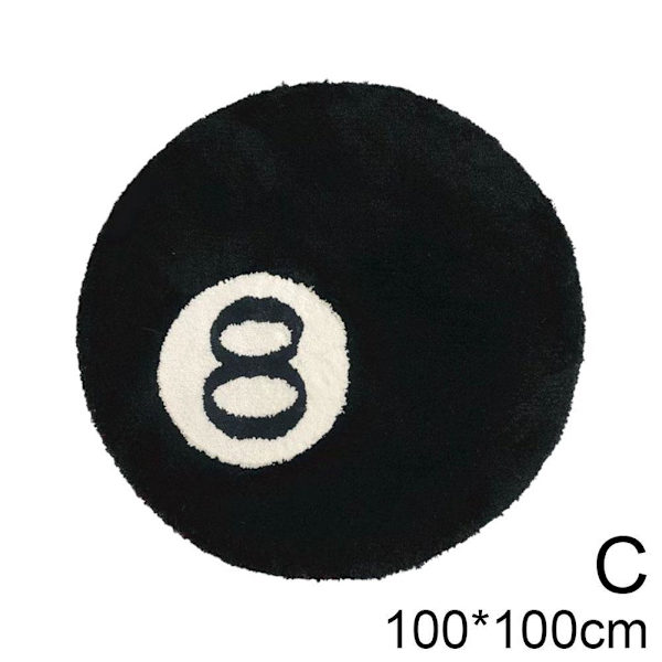 S-JIANG Simuloitu Biljardi 8-pallo Matto Pyöreä Tuftattu Pehmeä Tuoli blackC 100*100cm