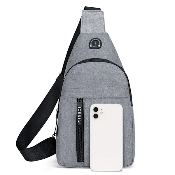 Brystveske Mote Ny Enfarget Brystveske for Menn Utendørs Casual Fashion En Skulder Crossbody-veske grey