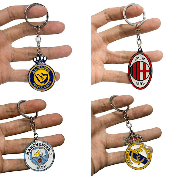 Nyckelring med Real Madrid-logotyp, fotbollsklubbslogotyp i metall