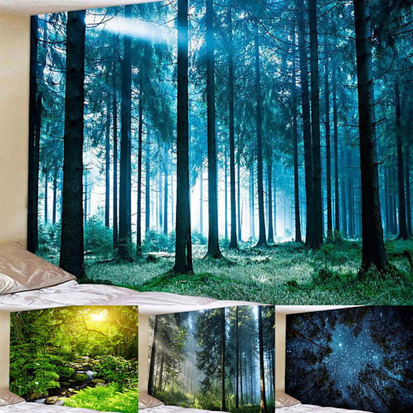 3D Skog Gobelin Veggteppe Veggkunst Teppe Hjemmedekor C