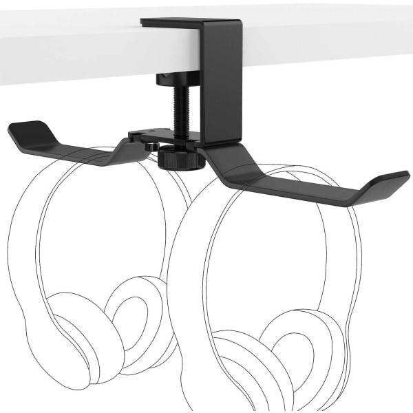 Universal hörlursställ i aluminium Flerfunktionsbordsställ med justerbar klämma för Beats, Sony, Sennheiser