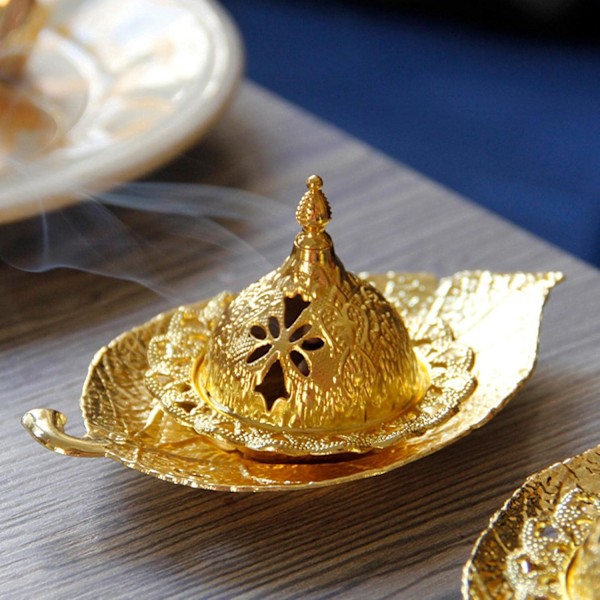Røgelsebrænder til meditationsrum, kontor, Ramadan, arabisk klassisk stil, kulrøgelsebrænder gold