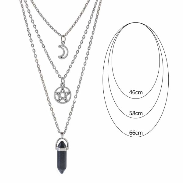 Måne Pentagram Halskjede Pentakel Krystall Chakra Halskjede Sjarme