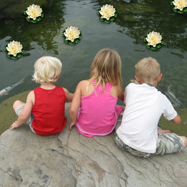 6-pak flytende blomster, lotusnøkkeroser, kunstige nøkkeroser, skumdekorasjon, flytende nøkkeroser