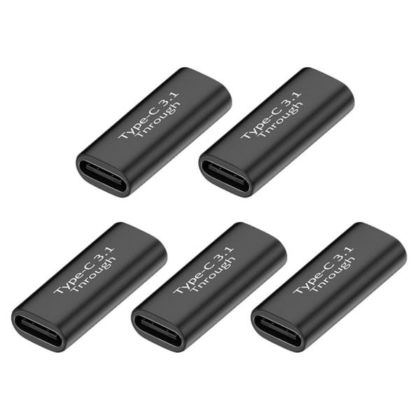5-pakning Type-C 3.1 hunn til hunn adapter for lading og datasynkronisering - Type-C adapter med 10 Gbps høyhastighetsdataoverføring og lading