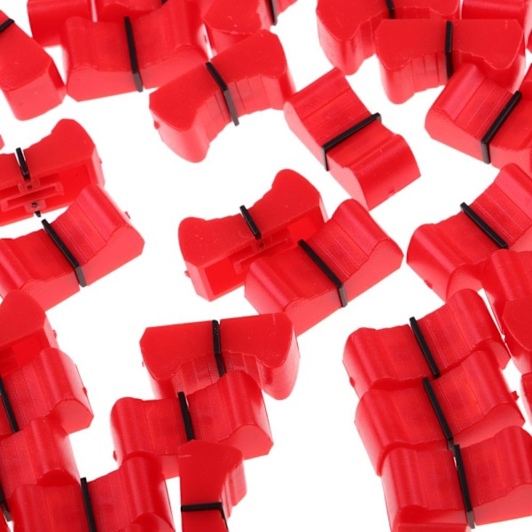 100 stycken Touch Sensitive Ribbed Mixer Slider Fader Knobs Röd