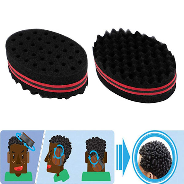 2 st Hårsvampar för Lockar Män Kvinnor Barn Barber Hårsvamp Dreads Låsning Twist Afro Curl Coil Wave Hårvård Verktyg