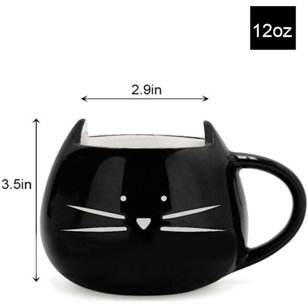 Söt keramisk katt kaffemugg 12 oz kattälskare kattunge te muggar presenter till kvinnor flickor svart