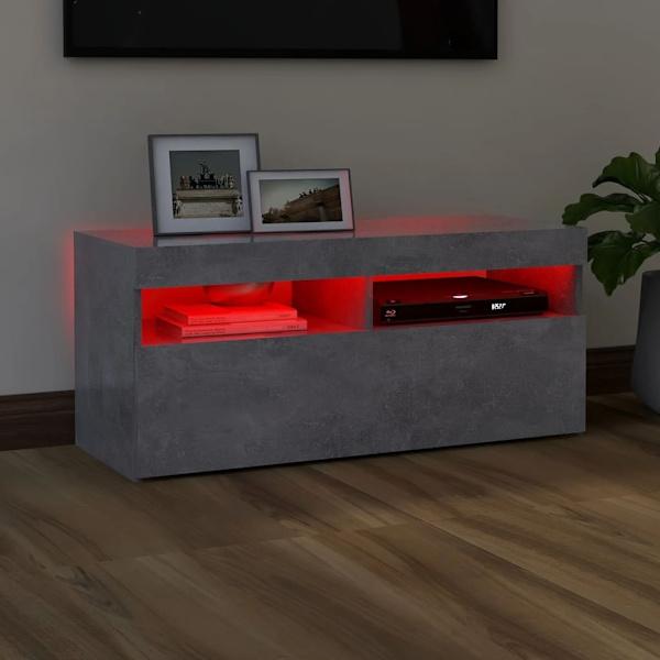 vidaXL TV-stativ med LED-belysning beton grå 90x35x40 cm gray 19420