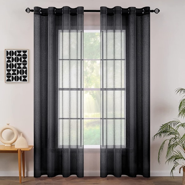 2 stk. gardiner i én farve (sort - 140*213cm)