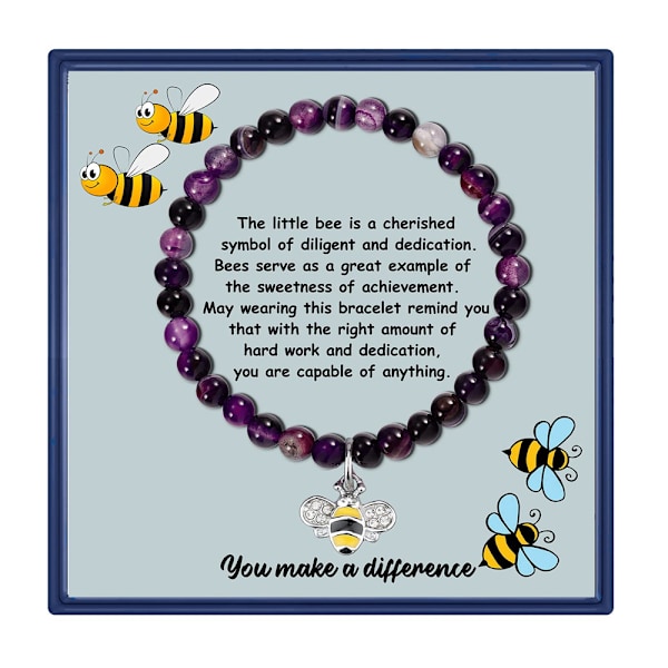 Hjerteformet Bee Magnetisk Lymfe Meridian Armbånd Vægttab Agate Stone