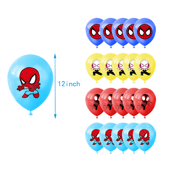 Spiderman Tillykke med fødselsdagen Dekoration Banner Ballon Kage Topper Fest Tilbehør Sæt