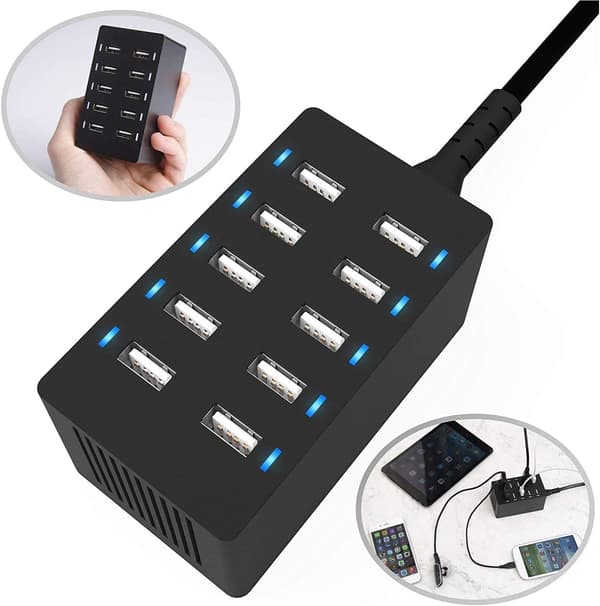 USB Charging Station, 50W 10-Port USB Charger, Multi-Port DXGHC-FA-
