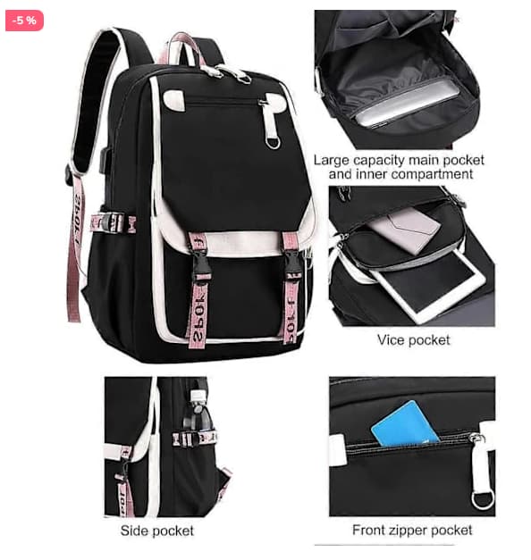 Ny Tegnet USB Opladningsrygsæk Studenter Skoletaske Til Mænd Kvinder Børn-Perfekt-FA- labubu backpack 2
