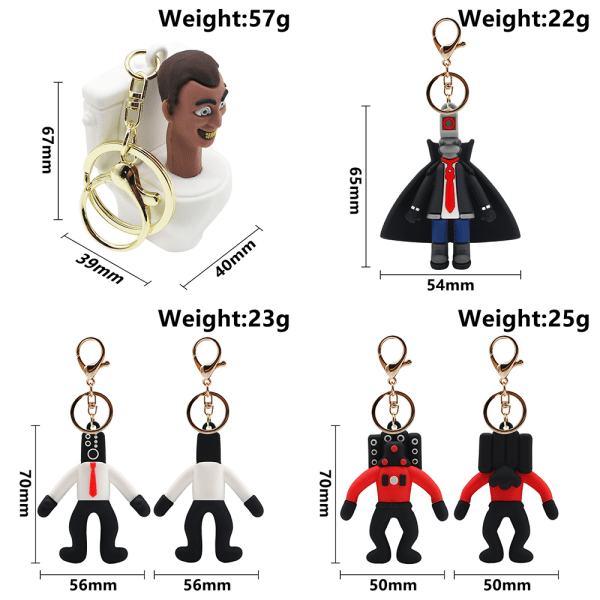 Skibidi Toalett Toalettman Nyckelring Hänge Kameraman Barn Present