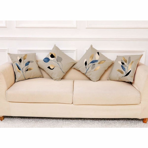 Leaf Cushion Covers 45cm x 45cm Set of 4 Grey Decorative Throw