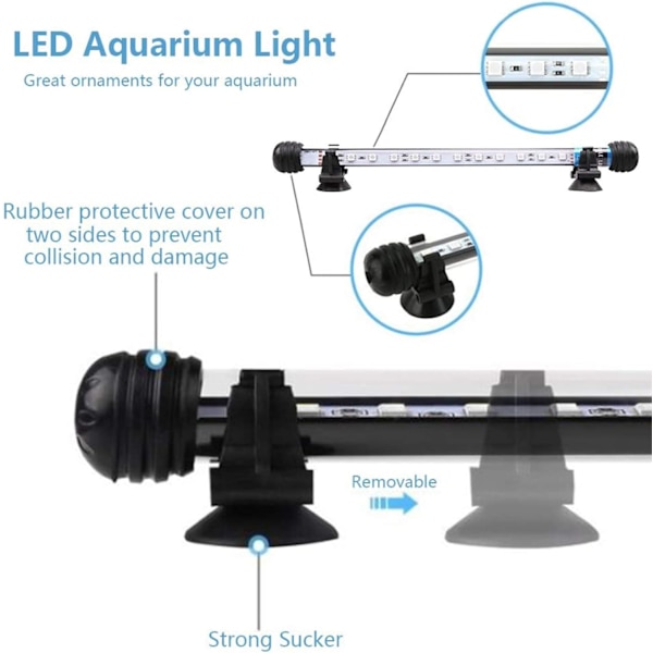 LED akvariebelysning undervandsbelysning toplys