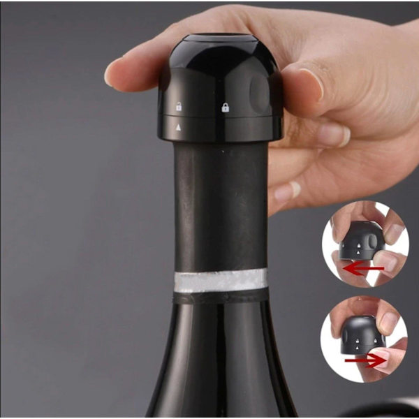 Champagne- og vinkork 1-, 2- eller 4-pakke Svart black 1-pack