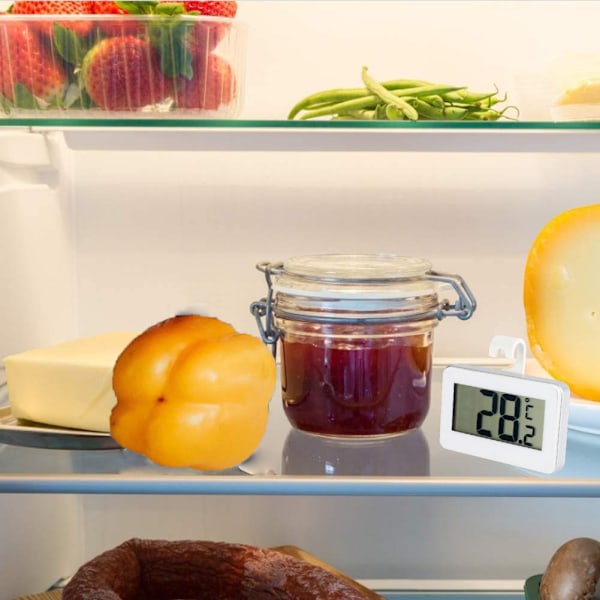 Digitalt minikjøleskapstermometer med krok Vit